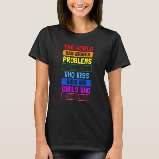 T-shirt The World Has Bigger Problème Than Boys Who Kiss B (Devant)