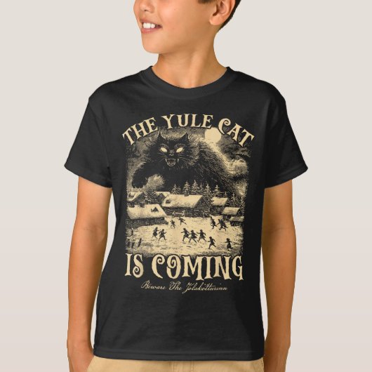 T-shirt The Yule Cat Is Coming Gothic Christmas Winter Sol (Devant)