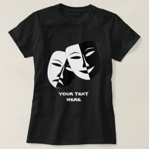 T-shirt Théâtre Masque Comédie Tragédie Black Blanc Pe
