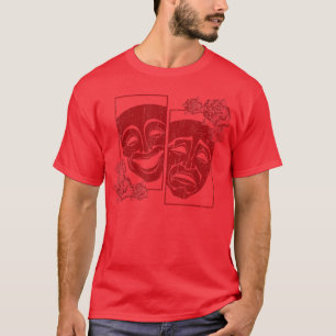 T-shirt Théâtre Masque Drama Comédie Soft Grunge Red Roses