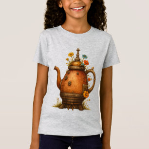 T-Shirt Théière vintage florale d'art Steampunk
