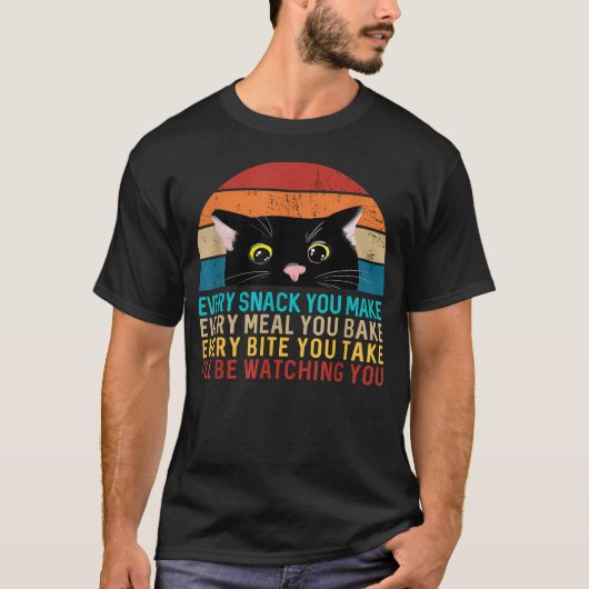 T-shirt Thème Chat Noir Chaque Snack Que Vous Faites Rétro (Devant)