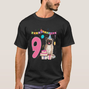T-shirt Thème de chien Pug pour 9ème anniversaire 9 ans En