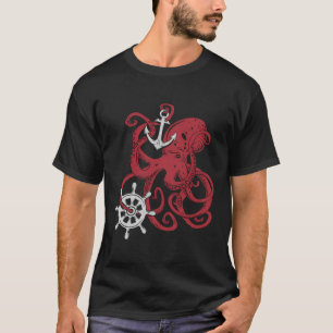 T-shirt Thème de conception nautique Vintage de pieuvre gé