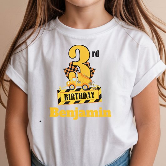 T-shirt Thème de fête d'anniversaire 3 ans construction Du