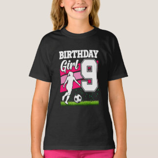 T-shirt Thème de fête d'anniversaire de football de 9 ans