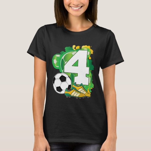 T-shirt Thème de fête de foot pour garçon de 4 ans (Devant)