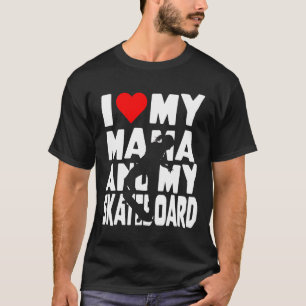 T-shirt Thème de fille de skateboard Je t'aime maman et mo