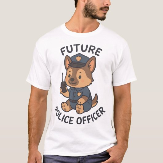 T-shirt Thème de futur policier de chien mignon (Devant)