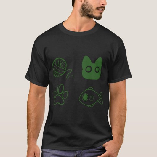T-shirt Thème de gribouillage de chat (Devant)