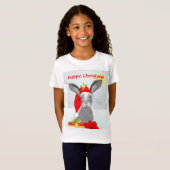 T-Shirt Thème de Noël de lapin lapin mignon (Devant entier)