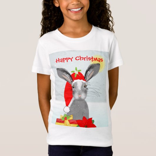 T-Shirt Thème de Noël de lapin lapin mignon (Devant)
