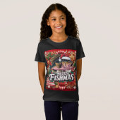 T-Shirt Thème de Noël de pêche (Devant entier)
