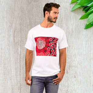 T-shirt Thème de soirée disco rouge avec étoiles et boule 