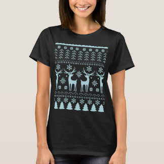 T-shirt Thème d'hiver Art populaire Bleu Arctique
