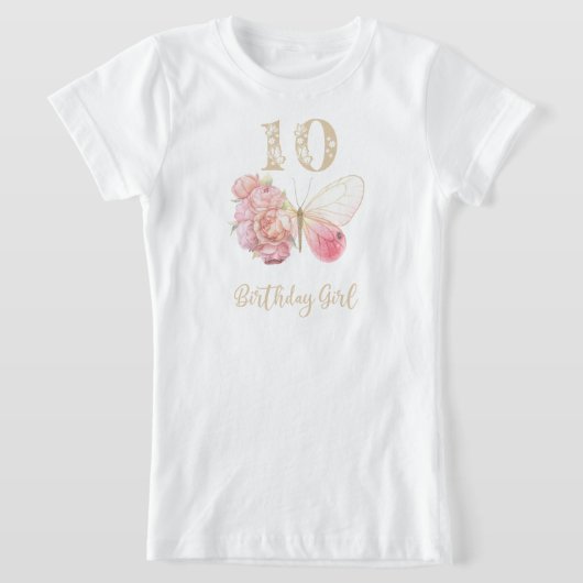 T-Shirt Thème floral papillon 10e anniversaire (Poser)