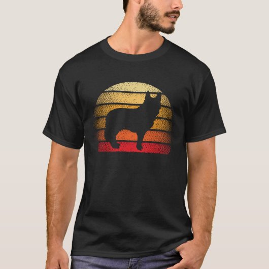 T-shirt Thème Retro Sunset German Shepherd Dog (Devant)