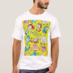 T-shirt Thème Robot : Motif coloré sans couture.