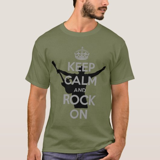 T-shirt Thème Rock n Roll Garder le calme et rocher sur (Devant)