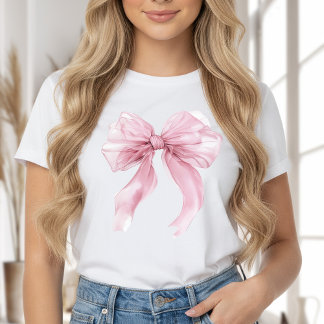T-shirt Thème Ruban Coquette Rose Féminin