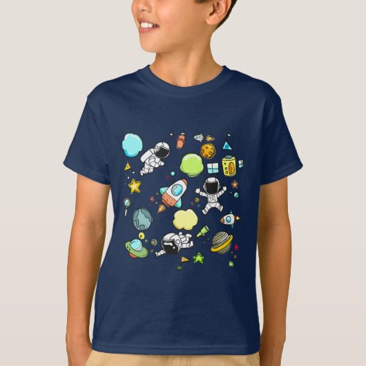 T-shirt Thème spatial cool - Astronauts & Rocket Ships (Devant)