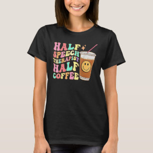 T-shirt Thérapeute de la parole rétro groovy moitié café S