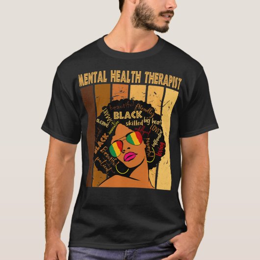 T-shirt Thérapeute en santé mentale Afro Femmes Noir Histo (Devant)
