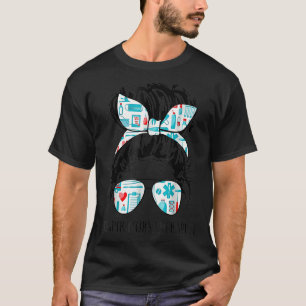T-shirt Thérapeute respiratoire Messy Cheveux Bun Infirmiè