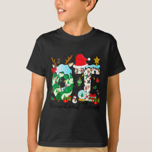 T-shirt Thérapie occupationnelle Noël lumières chapeau de