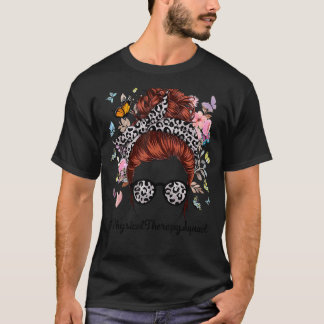 T-shirt Thérapie physique Messy Bun Leopard Butterfly Flor