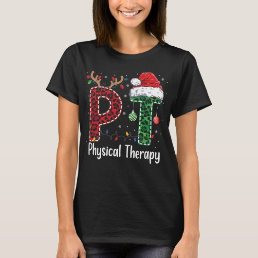 T-shirt Thérapie physique Noël santa chapeau PT Thérapiste (Devant)