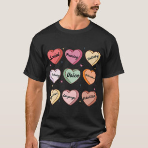 T-shirt Thérapie vocale Valentine SLP SLPA Candy Heart Con