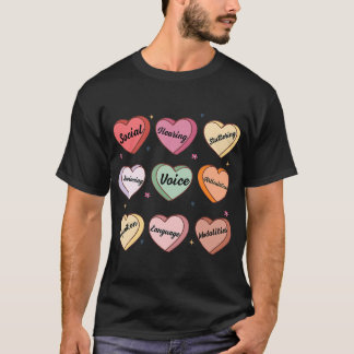 T-shirt Thérapie vocale Valentine SLP SLPA Candy Heart Con