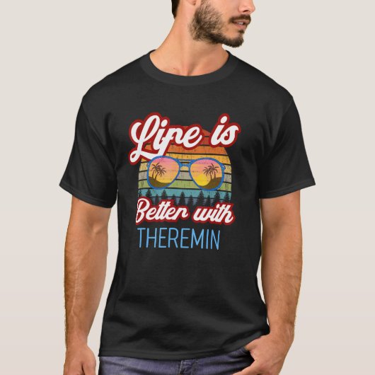 T-shirt Theremin Retro Sunset Life Mieux Avec Theremi (Devant)