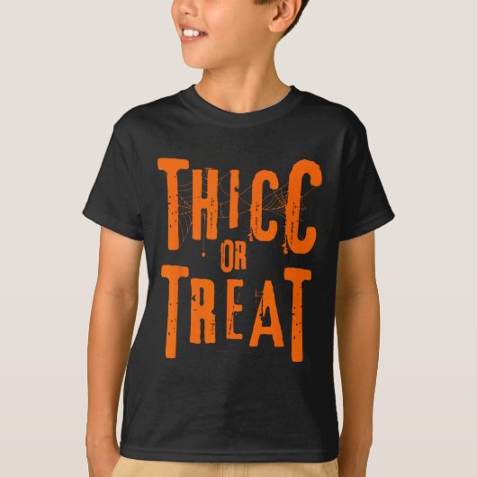 T-shirt Thicc Ou Traiter Drôle Halloween Entraînement Fitn (Devant)