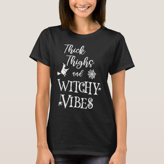 T-shirt Thick Thighs and Witchy Vibes  Halloween Gym Worko (Devant)