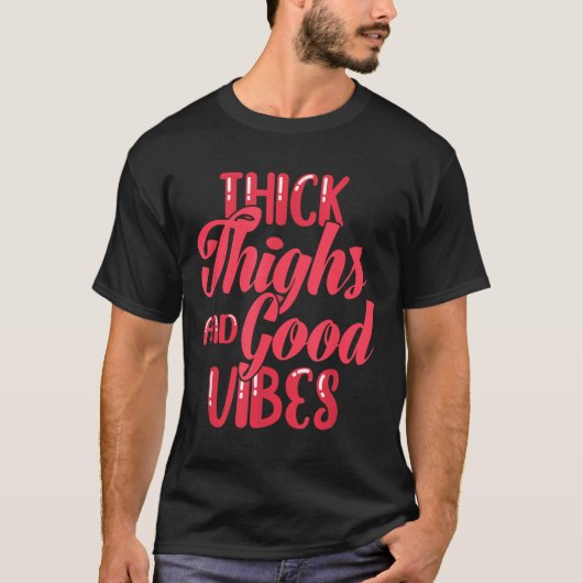 T-shirt Thick Thighs Fun Tee For Fat Persons - Black, Plus (Devant)