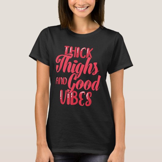 T-shirt Thick Thighs Fun Tee For Fat Persons - Black, Plus (Devant)