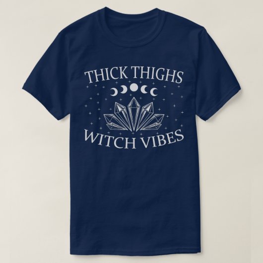 T-shirt Thick Thighs Witch Vibes Crystals Scary Halloween  (Design devant)