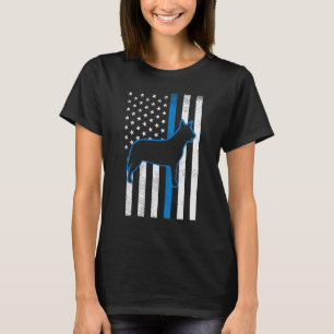 T-shirt Thin Blue Line Drapeau américain Heeler Police Cat