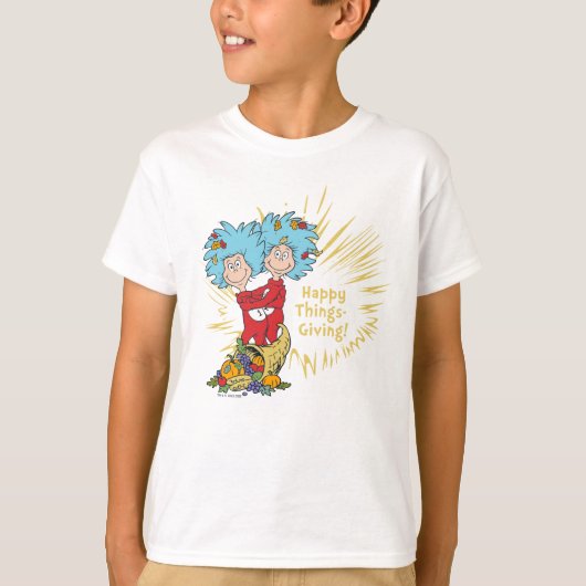T-shirt Thing One Thing Two Happy Things-Giving! (Devant)