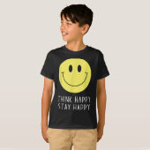 T-shirt Think Happy Stay Happy Motivation Quote Yellow Smi (Devant entier)