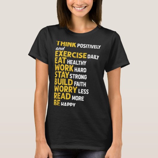 T-shirt Think Sitively Exercise Daily Gym Workout Motivati (Devant)