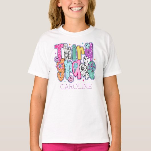 T-shirt Third Grade First Day of School Coquette Custom (Devant)