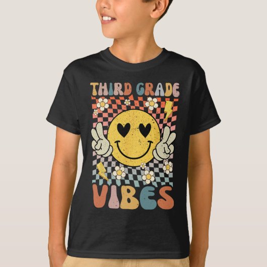 T-shirt Third Grade Vibes 3rd Grade Retro Teacher 1st Day  (Devant)