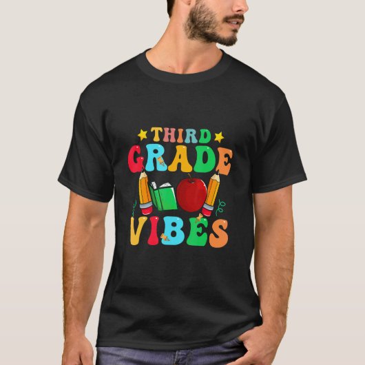 T-shirt Third Grade Vibes  3rd Grade Team Retro 1st Day of (Devant)