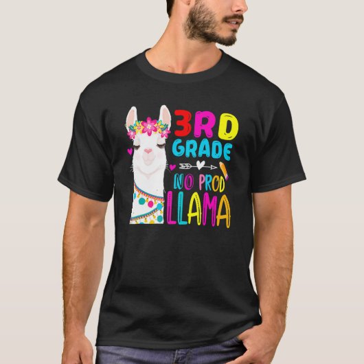 T-shirt Third Team 3rd Grade Teacher Rainbow No Prob Llama (Devant)