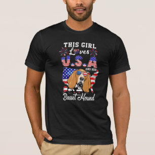 T-shirt This Girl Loves Usa and Her Dog 4th Of July Basset