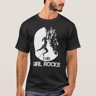 T-shirt This Girl Rocks Rock Climbing Boulder Carabiner Cl