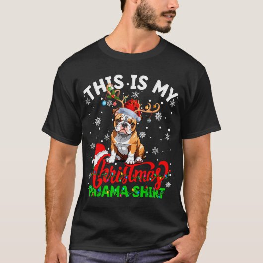 T-shirt This Is My American Bulldog Ugly Christmas Pajama (Devant)